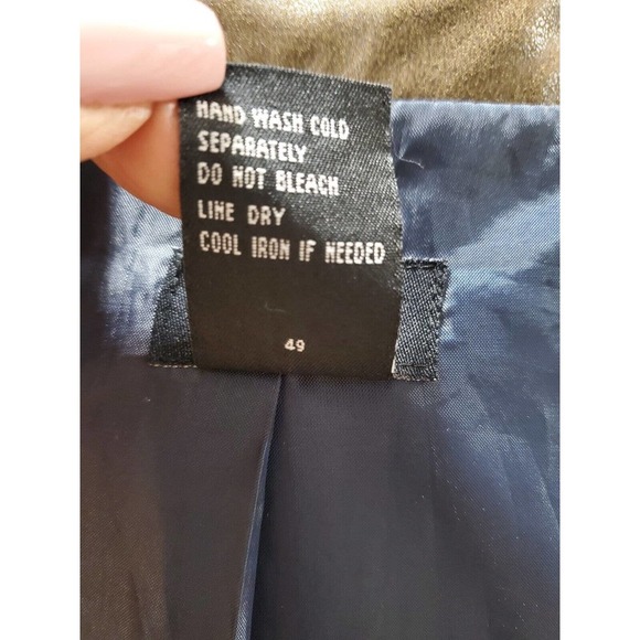 R.Q.T Women's Denim Blue Cotton Faux Leather Buttons Front Casual Jacket Size 10 - Picture 8 of 10